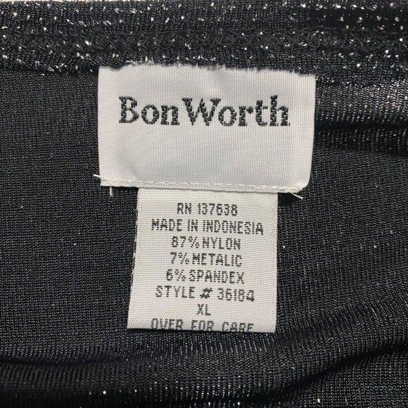 BonWorth Blouse Women’s XL Black Sparkle Metallic Shimmer Party Glam Holiday NWT - Picture 7 of 9
